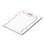 Gepersonaliseerde roze strik en lint notitieblok (Linkerzijde)