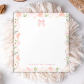 Gepersonaliseerde roze strik Floral Baby briefpapi Notitieblok