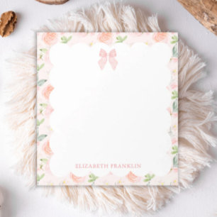 Gepersonaliseerde roze strik Floral Baby briefpapi Notitieblok