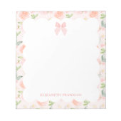 Gepersonaliseerde roze strik Floral Baby briefpapi Notitieblok (Voorkant)