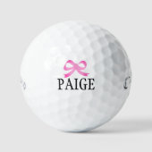Gepersonaliseerde roze strik golfballen voor vrouw (Voorkant)