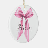 Gepersonaliseerde roze strik keramisch ornament (Rechts)