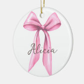 Gepersonaliseerde roze strik keramisch ornament (Links)