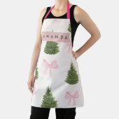 Gepersonaliseerde Roze Strik & Kerstboom Schort (Insitu)