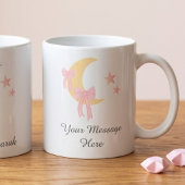 Gepersonaliseerde Roze Strik Maan Eid Koffiemok