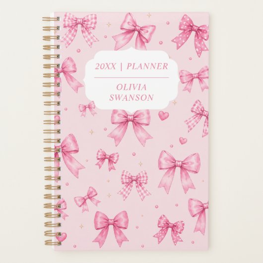 Gepersonaliseerde Roze Strikken Preppy Aangepaste Planner (Voorkant)