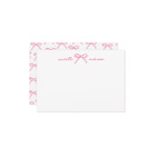 Gepersonaliseerde roze striknaam notitiekaartje (Voorkant / Achterkant in situ)