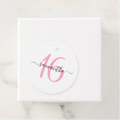 Gepersonaliseerde roze Sweet 16 Bedankjes Labels (In situ)