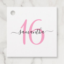 Gepersonaliseerde roze Sweet 16 Bedankjes Labels