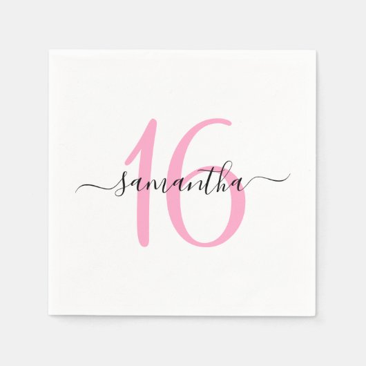 Gepersonaliseerde roze Sweet 16 Servet (Voorkant)