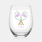 Gepersonaliseerde roze tennisrackets met walvis Ho Wijnglas Zonder Voet (Voorkant)
