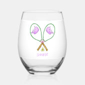 Gepersonaliseerde roze tennisrackets met walvis Ho Wijnglas Zonder Voet (Achterkant)