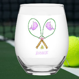 Gepersonaliseerde roze tennisrackets met walvis Ho Wijnglas Zonder Voet