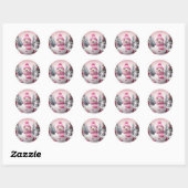 Gepersonaliseerde roze thema Kerstmis Sneeuwman Ronde Sticker (Vel)