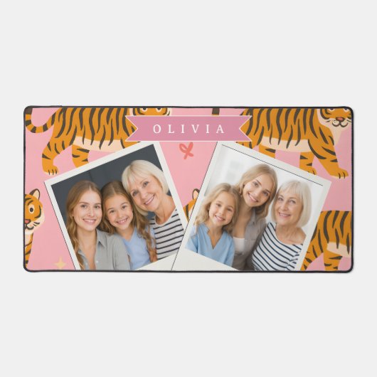 Gepersonaliseerde Roze Tijger Chic Edgy Leuke Esth Bureaumat (Voorkant)