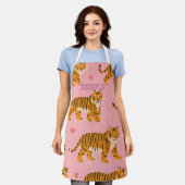 Gepersonaliseerde Roze Tijger Chic Edgy Leuke Esth Schort (Gedragen)