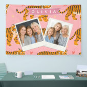 Gepersonaliseerde Roze Tijger Chic Edgy Leuke Esth Spandoek (Beurs)