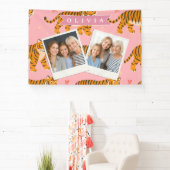 Gepersonaliseerde Roze Tijger Chic Edgy Leuke Esth Spandoek (Insitu)
