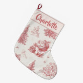 Gepersonaliseerde Roze Toile Kerstsok (Voorkant (Hangend))