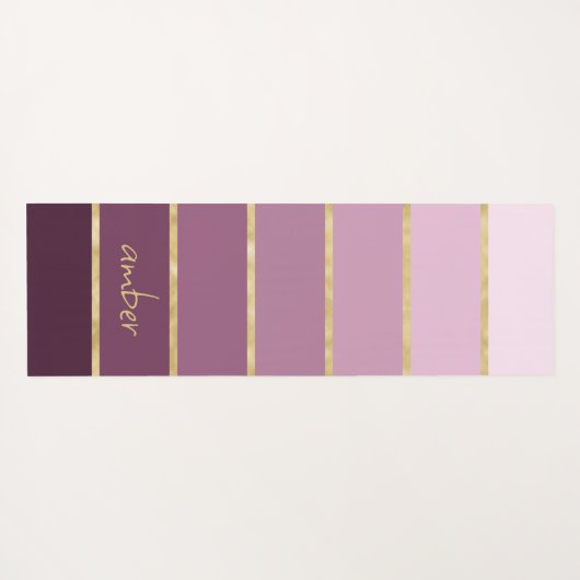 Gepersonaliseerde roze tot wijngradiënt | Gouden s Yogamat (Achterkant (horizontaal))