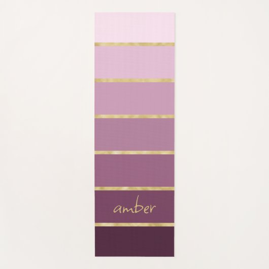 Gepersonaliseerde roze tot wijngradiënt | Gouden s Yogamat (Voorkant)