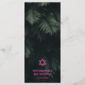 Gepersonaliseerde roze tropische vleermuis Mitzvah Menu (Achterkant)