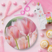 Gepersonaliseerde roze tulp papier partij Borden Papieren Bordje (Feest)