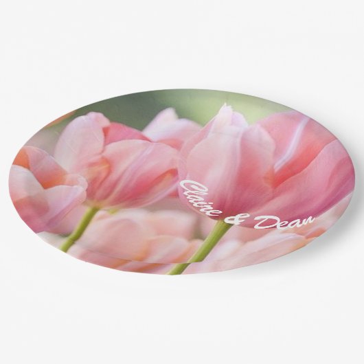 Gepersonaliseerde roze tulp papier partij Borden Papieren Bordje (Gekanteld)