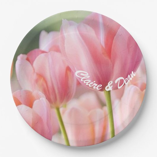 Gepersonaliseerde roze tulp papier partij Borden Papieren Bordje (Voorkant)