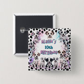 Gepersonaliseerde roze turquoise Dalmatische honde Vierkante Button 5,1 Cm (Voorkant /achterkant)