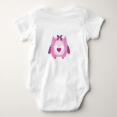 Gepersonaliseerde Roze Uil Baby Meisje One Piece T Romper (Achterkant)