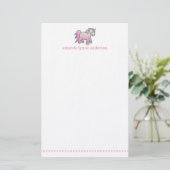Gepersonaliseerde roze Unicorn Kinder Stationery Briefpapier (Staand voorkant)