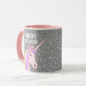 Gepersonaliseerde roze unicorn pasta Glitter Regen Mok (Voorkant links)