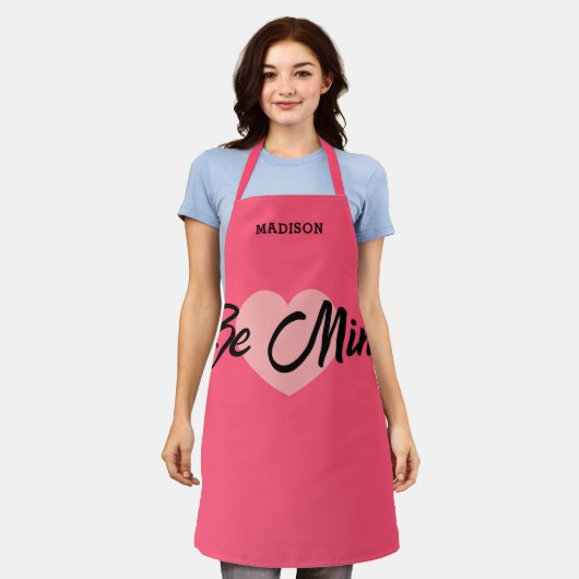 Gepersonaliseerde roze Valentijnsdag vrouwen Schort (Gedragen)