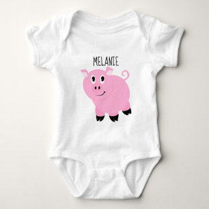 Gepersonaliseerde Roze Varken Baby Dier Piggy Romper