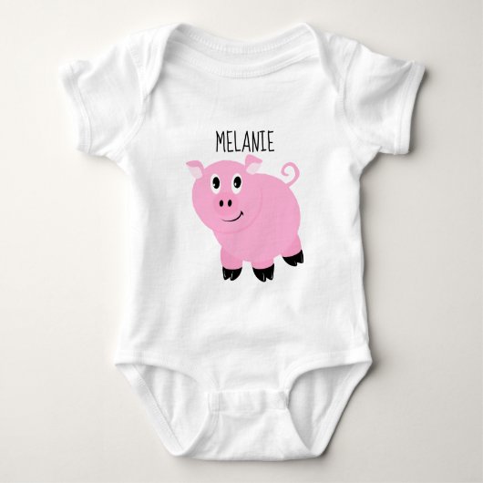 Gepersonaliseerde Roze Varkensbaby Dier Biggetje Romper (Voorkant)