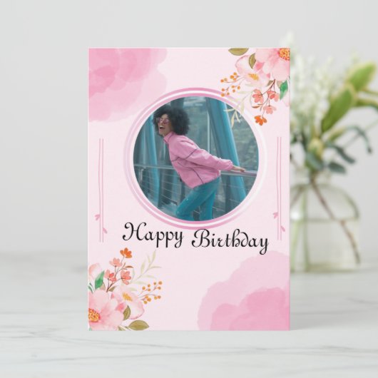 Gepersonaliseerde Roze Verjaardag Uitnodiging (Staand voorkant)