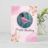 Gepersonaliseerde Roze Verjaardag Uitnodiging (Staand voorkant)