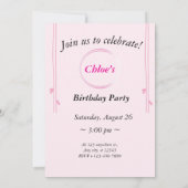 Gepersonaliseerde Roze Verjaardag Uitnodiging (Achterkant)