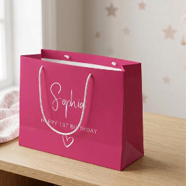Gepersonaliseerde Roze Verjaardagscadeautassen Mei Groot Cadeauzakje