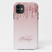 Gepersonaliseerde roze vervagen glitter druppel me Case-Mate iPhone case (Achterkant)