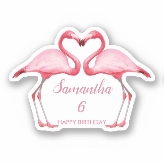 Gepersonaliseerde roze vlamingos sticker (Voorkant)