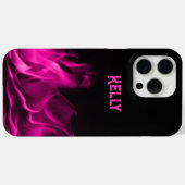 Gepersonaliseerde roze vlammen op zwart Case-Mate iPhone case (Achterkant (horizontaal))