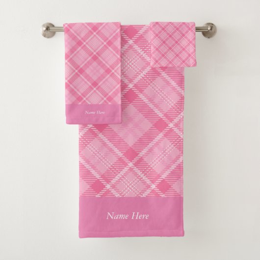 Gepersonaliseerde roze vlecht bad handdoek (Insitu)