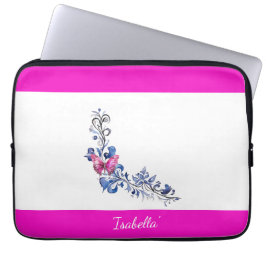 Gepersonaliseerde  Roze Vlinder Elektronicatas Laptop Sleeve