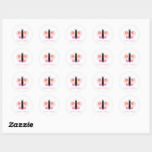 Gepersonaliseerde roze vlindermeisjes ronde sticker (Vel)