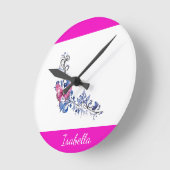Gepersonaliseerde  Roze Vlinderwandklok Ronde Klok (Hoek)