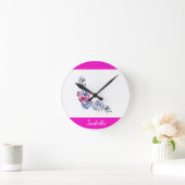Gepersonaliseerde  Roze Vlinderwandklok Ronde Klok (Huis)