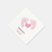Gepersonaliseerde roze voetafdrukken hart Baby sho Servet (Hoek)
