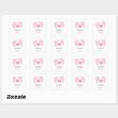 Gepersonaliseerde roze voetafdrukken hart Baby sho Vierkante Sticker (Vel)